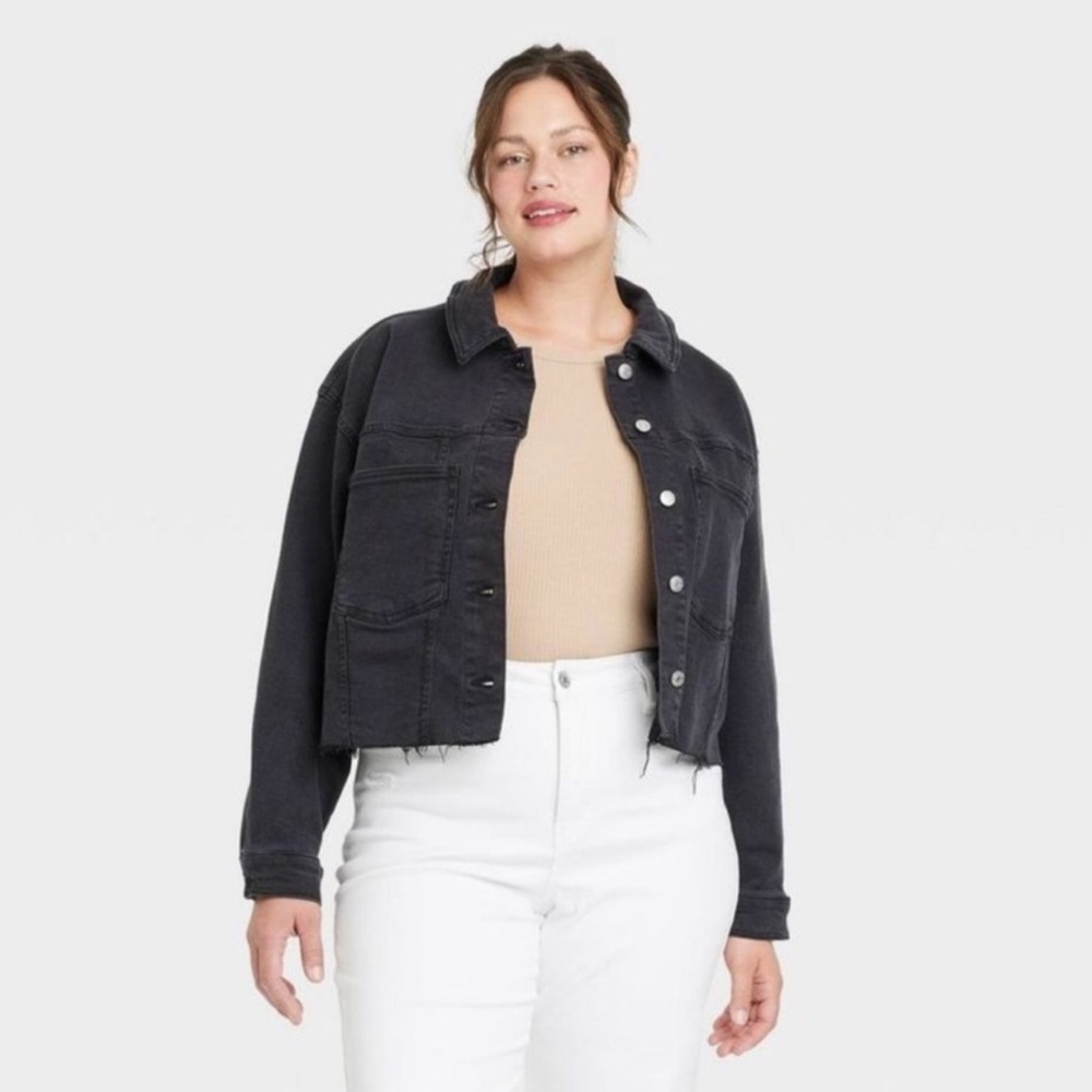 Ava & Viv | Distressed Black Jean Jacket | Black | Size 3X - Picture 6 of 6